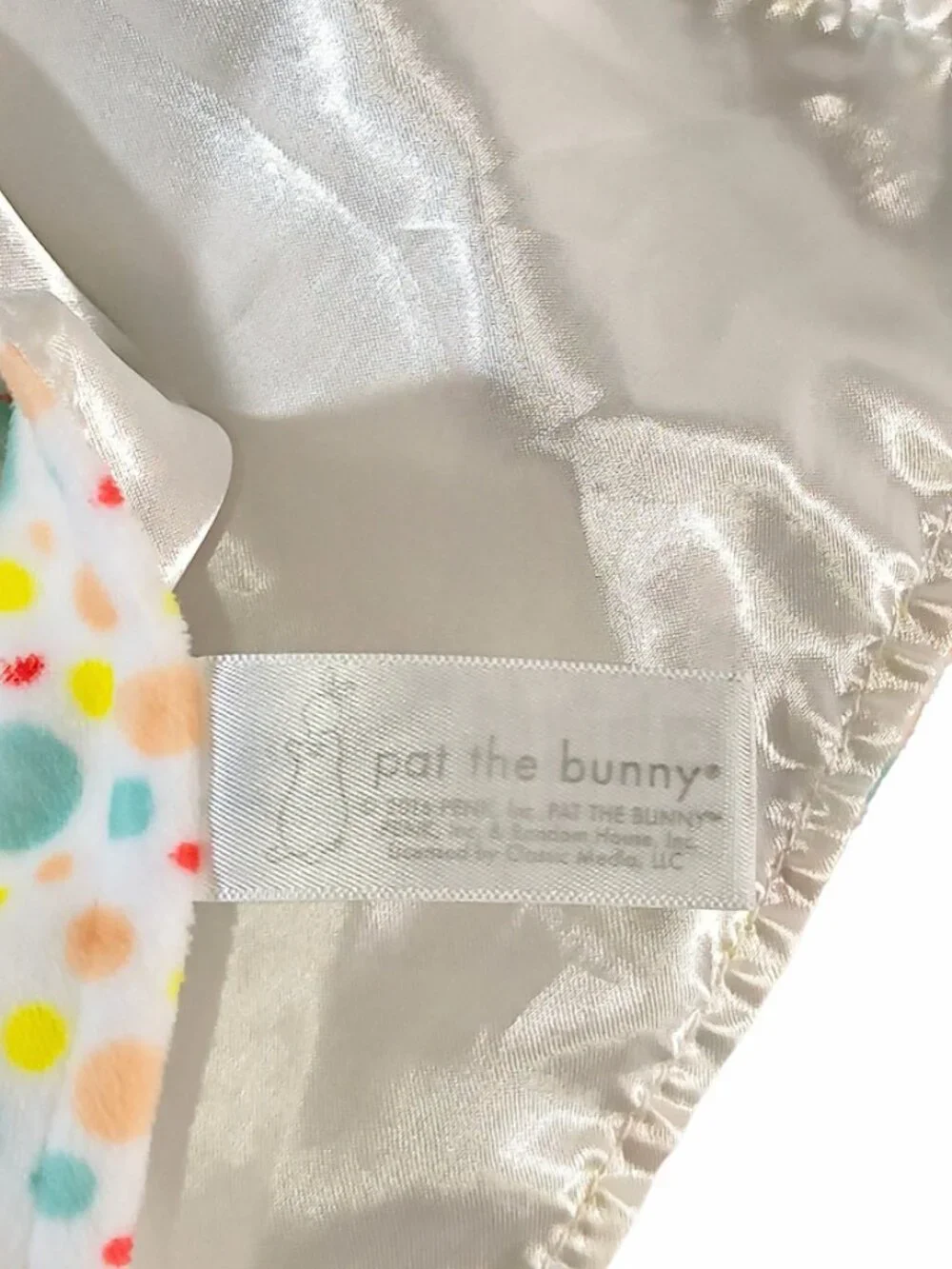 2016 Pat The Bunny Polka Dot Satin Lovey Security Blanket 14.5